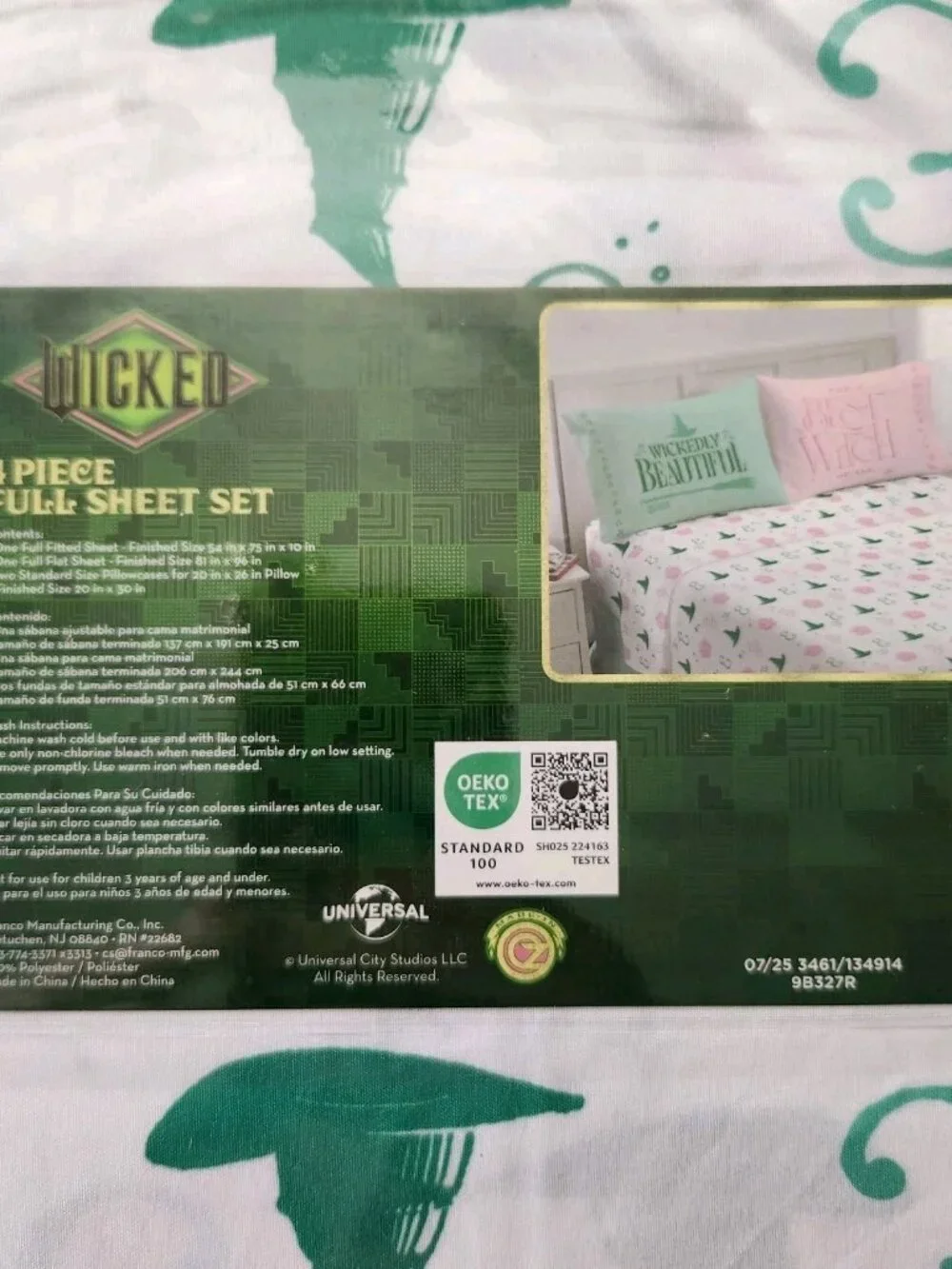 Wicked Musical 4pc Full Sheet Set Elphaba & Glinda New